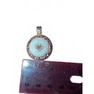 Round Jade Pendant with Silver .925 Detailing